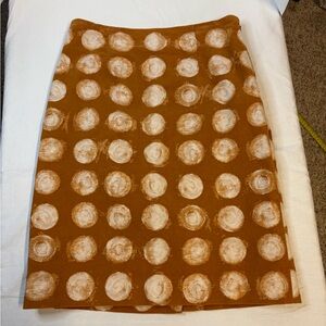 Maeve Anthropologie Orange and White Polka Dot Skirt